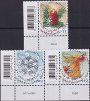 2010, Nr.1373-1375 "Weihnachten" mit ET-Voll-Stempel + TABS