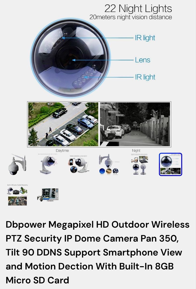 Sistemi d'allarme: Outdoor Wireless PTZ Security IP Camera - 8GB SD Card Ab.1 – Nuovo e nell'imballaggio originale da Zürich venduto da Cheb60 3