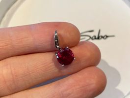 Thomas Sabo Charm Anhänger, tiefroter Stein, 925 Silber ❤️💎