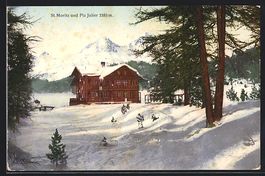 St. Moritz, Gasthof und Piz Julier im Sc