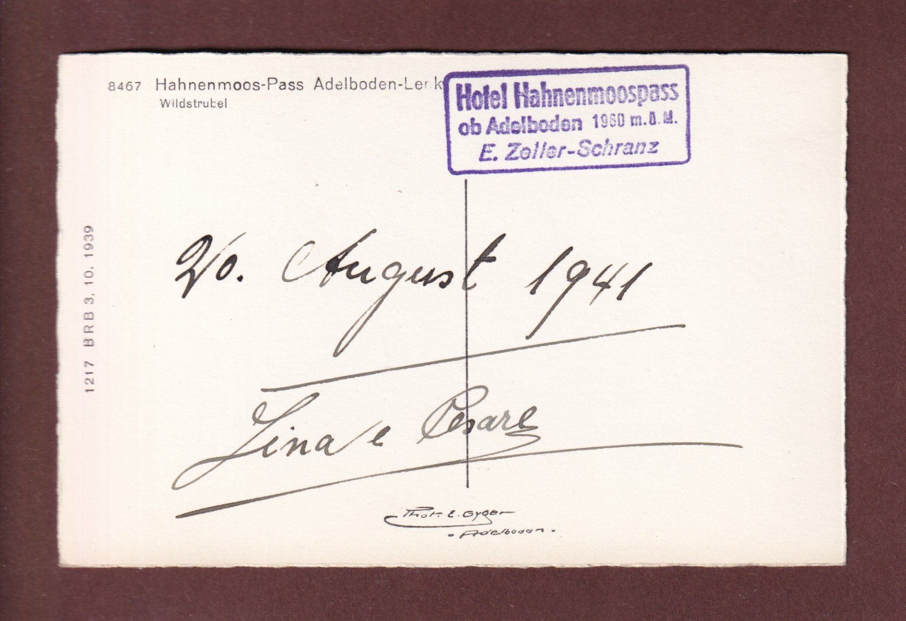 Cartoline postali: HAHNENMOOSPASS Adelboden-Lenk - 1941 – Usato da Pully venduto da nicecards-shop 1