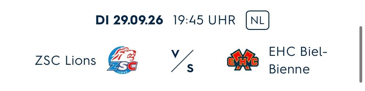 Biglietti: ZSC Lions vs EHC Biel – Nuovo (secondo la descrizione) da Zürich venduto da tca_87jp
