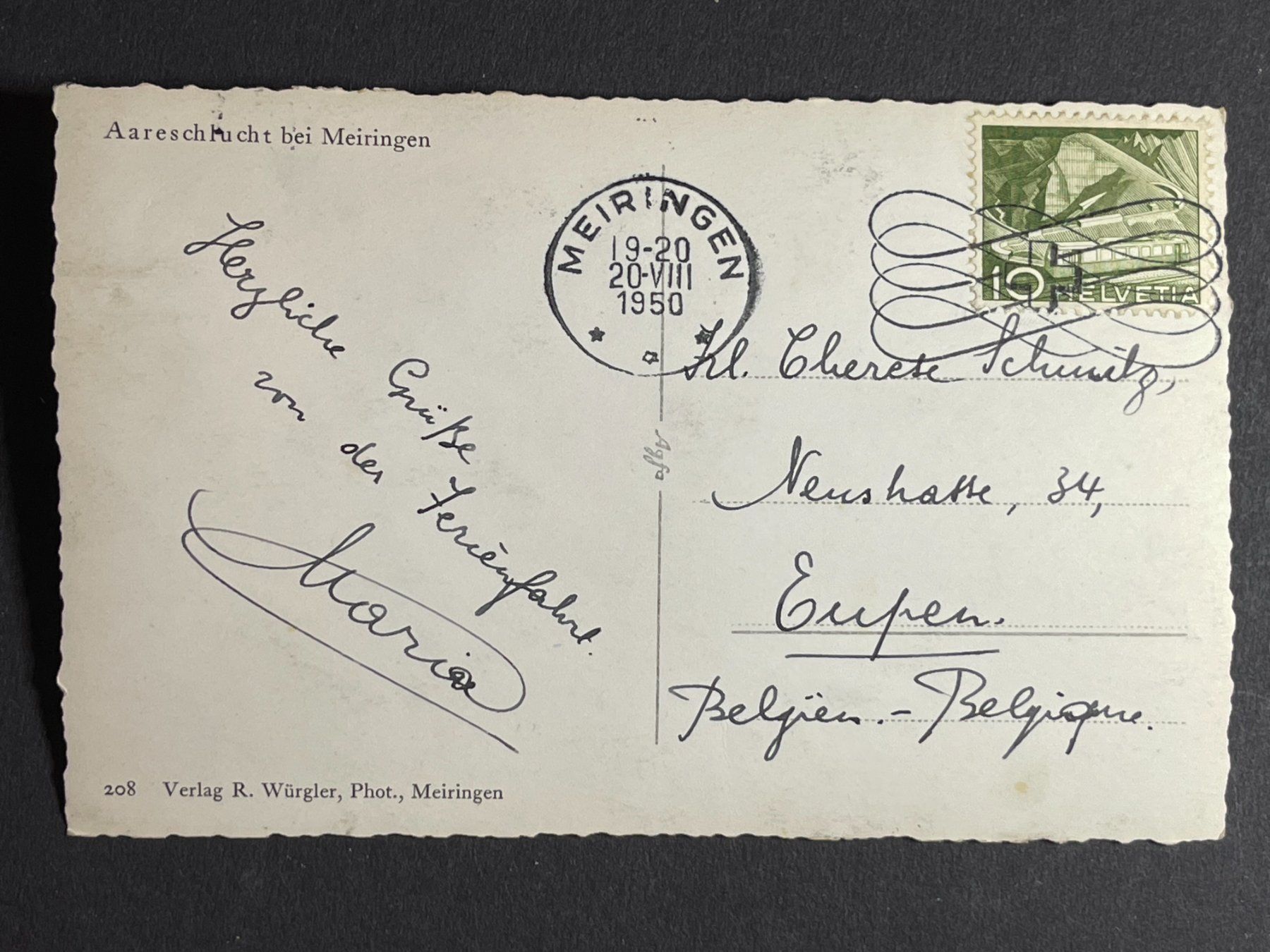 Cartes postales: Meiringen, Aareschlucht, 1950 – D'occasion à Steg VS par danwer74 1