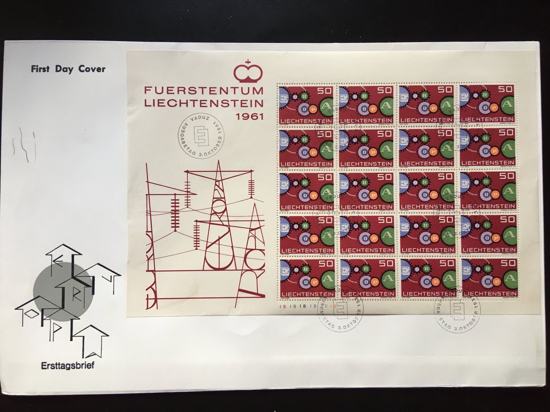 Alle Briefmarken: Liechtenstein 1961 Europa Cept 3x Bogen – Gebraucht aus Nesslau von zueri6 3