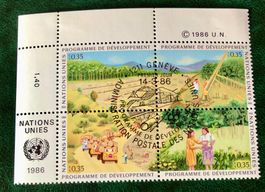 4 er Block Nations Unies gestempelt  ﻿Siehe Original Fotos. 