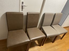 4 Stühle Kunstleder braun und braungrau Gebraucht