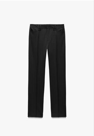 Zara Pinstripe Trousers - Black, Size S - Chic & Stylish!