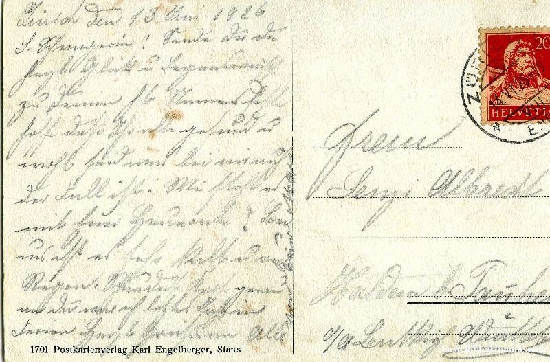 Cartoline postali: Wolfenschiessen - mit Widderfeld + 1926 – Usato da Emmenbrücke venduto da teestube 1
