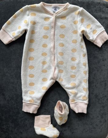 Petit Bateau Frottee-Overall 3M + Krabbelsöckchen| wie neu