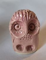 Eule Figur Ton klein Handgemacht siehe Foti