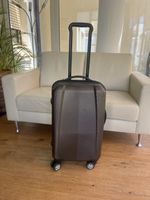 Koffer Trolley Hartschale grau mit Rollen Teleskopgriff