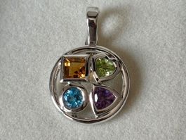Clip-Anhänger Multiedelsteine, Citrin, Topas, Peridot, S925