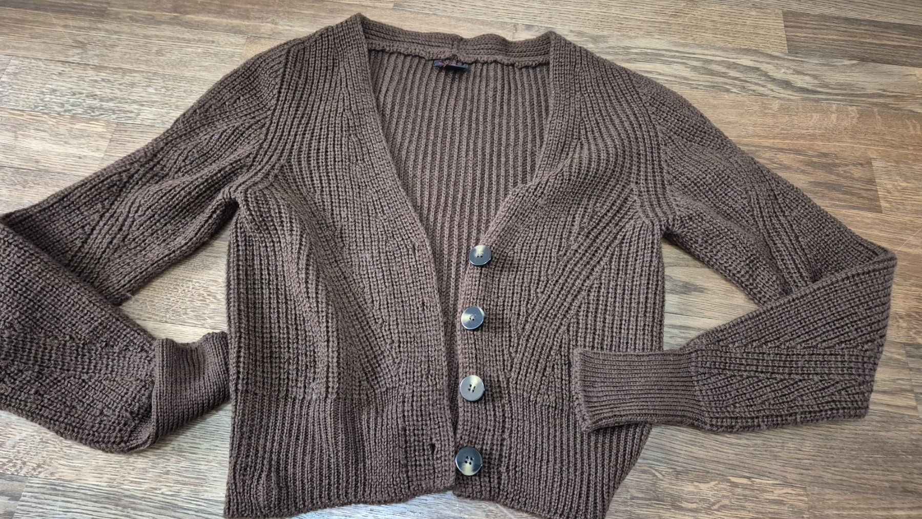 Gilet & Giacche senza maniche: Stefanel dark brown cardigan – Usato da Zürich venduto da monadiederich