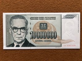 ***Belgrad 1993 - Jugoslawien 10000000 Dinara aUNC - Andrić