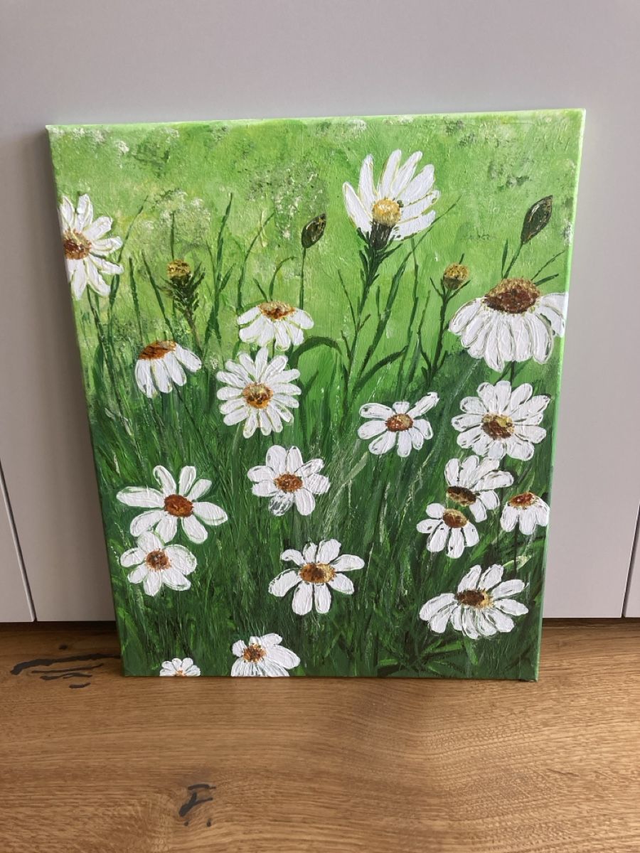 Gemälde: Acrylbild Margeriten  – Neu (gemäss Beschreibung) aus Winkel von soblu01012