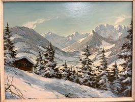 60.5cmbreitx50cm hoch Öl Gemälde Winterlandschaft