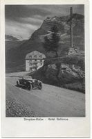 SIMPLON KULM: Hotel Bellevue mit Oldtimer ~1920
