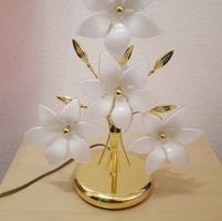 Lampe de chevet fleurie vintage dorée