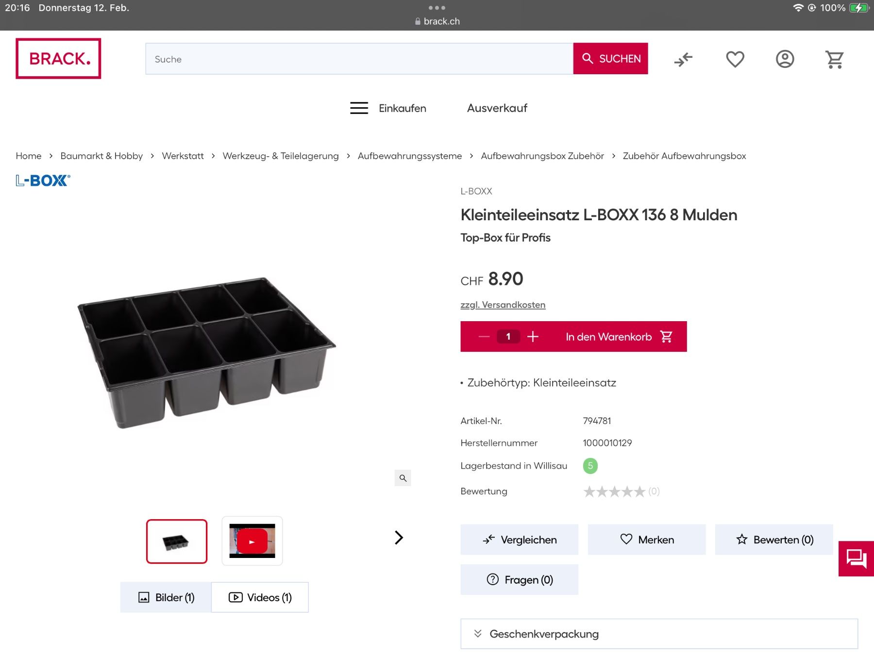 Casse di trasporto: L-Boxx Werkzeugkoffer – Usato da Wil SG venduto da geschenkband 8