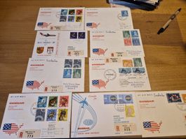 SWISSAIR Briefumschläge Sammlung  mit Briefmarken 9 stk ● 3