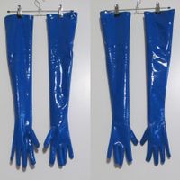 NEU blaue oberarmlange Lackhandschuhe Opernhandschuhe Meise