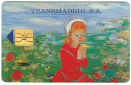 Telefonkarte Kroatien C6, Mädchen mit Mohnblumen Kunst