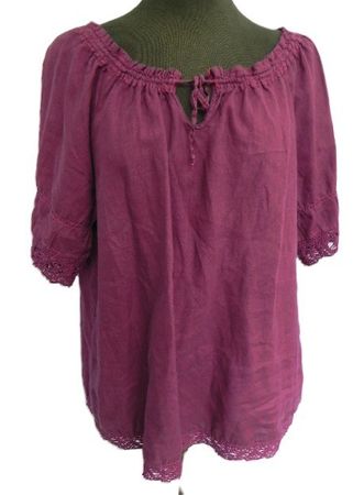 ca. Gr. 46 LEINEN TUNIKA d'rot-violett Farbton, pink s.Masse