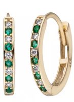Paar Creolen 333 Gold mit 20 Zirkonia grün weiß