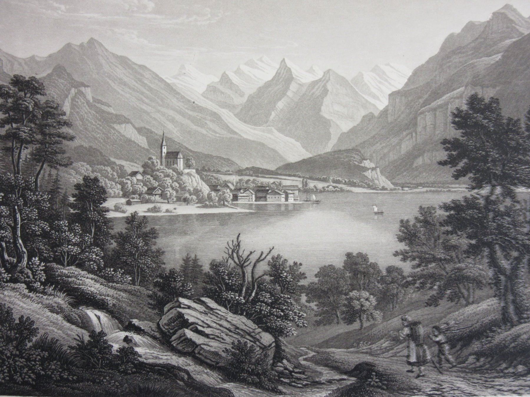 Incisioni: BRIENZERSEE  STAHLSTICH GRÖSSE BLATT CA.38X34CM – Usato da Gersau venduto da grafik-kunst 1