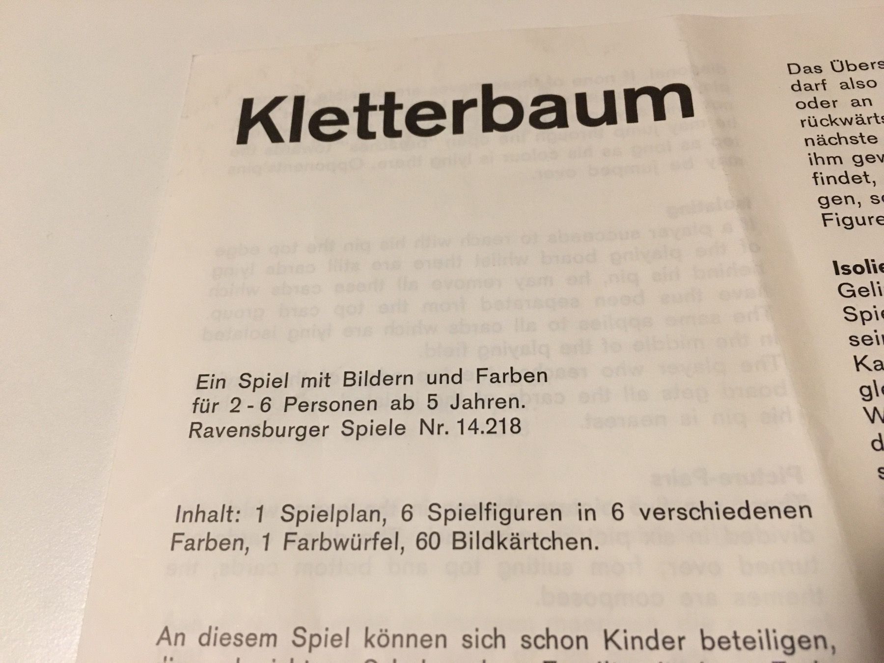 Ravensburger Giochi: Kletterbaum - Spiel von Ravensburger - 1969 – Usato da Andwil SG venduto da Rainboli 7