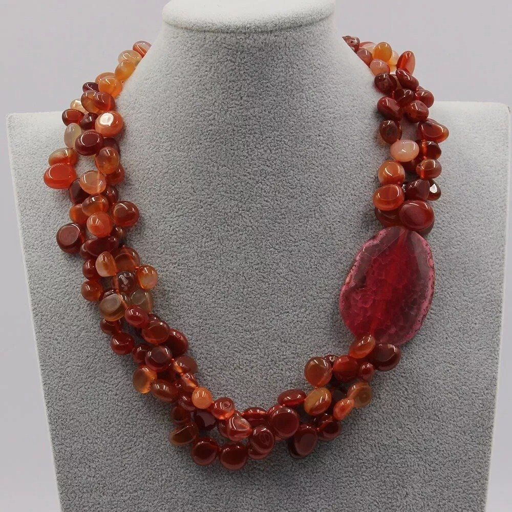 Catenine: Karneol 3 Strang Achat Edelsteinkette Collier Cornaline – Nuovo (secondo la descrizione) da Prilly venduto da ilyria73