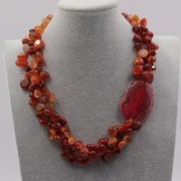 Karneol 3 Strang Achat Edelsteinkette Collier Cornaline