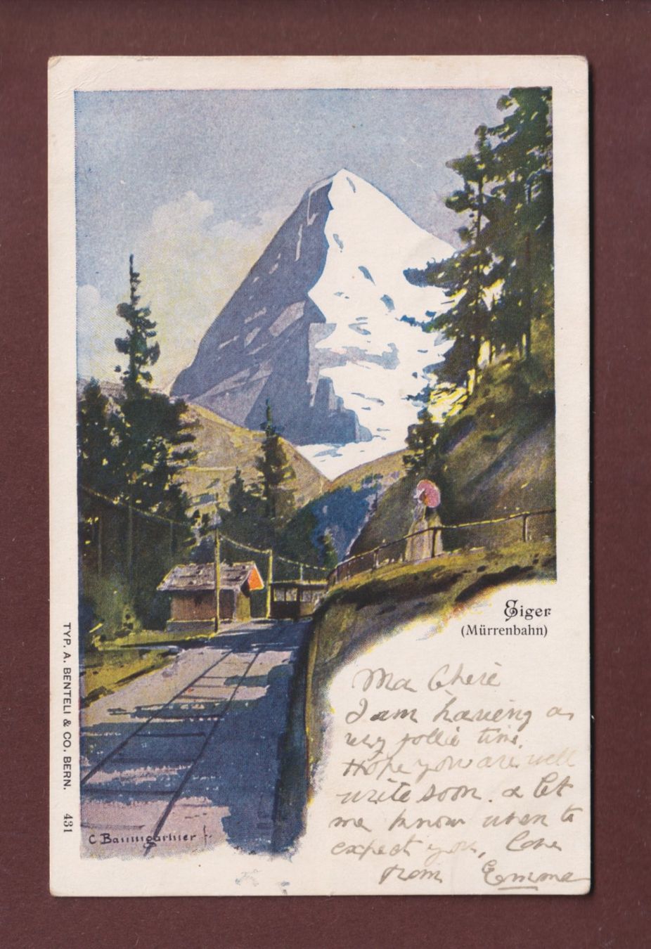 Cartoline postali: MÜRRENBAHN - Eiger - 1904 – Usato da Pully venduto da nicecards