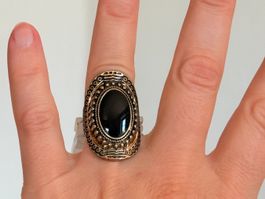 Bague fantaisie ovale noir  taille 53