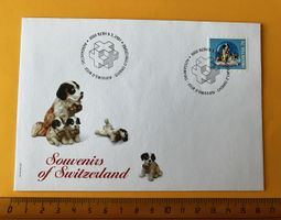 FDC 2001 Souvenirs of Switzerland Schneekugel Bernhardiner