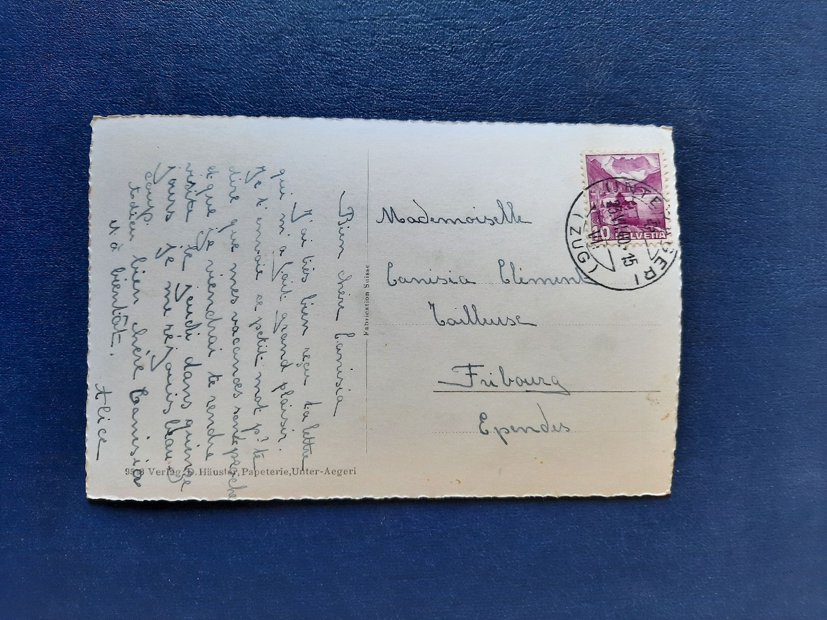 Cartoline postali: Ansichtskarte Unterägeri, Heilstätte und Kirche, gest.1940 – Usato da Marly venduto da neu-adlerauge65 1