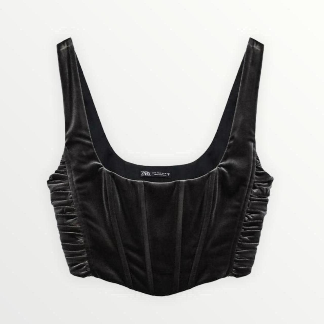 Zara Top: ZARA Samt Corset Top Grau – Nuovo (secondo la descrizione) da Basel venduto da 1moonstar