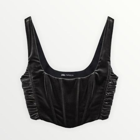 ZARA Samt Corset Top Grau