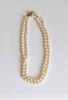 Collier long vintage  perles & fermoir ARGENT
