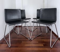 Chaise Bernhard marron foncé cuir lot de 4