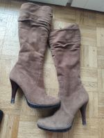 Elegant Brown Suede Knee-High Boots, Size 38 - Fall Style!
