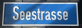 Original Thuner Strassenschild Seestrasse blau weiss Metall