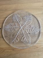 Glasplatte mit Blattmotiv rund 