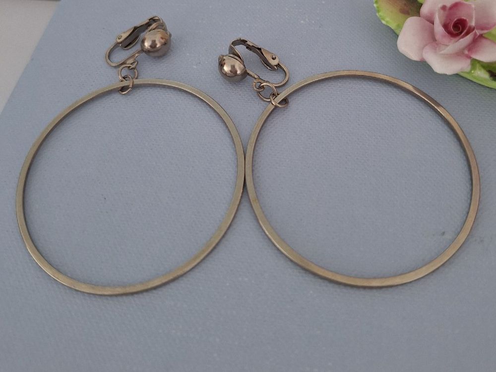 Vintage Schöne Creolen Kreolen 25 Mm Nikelfrei Silberglanz (Neu (gemäss