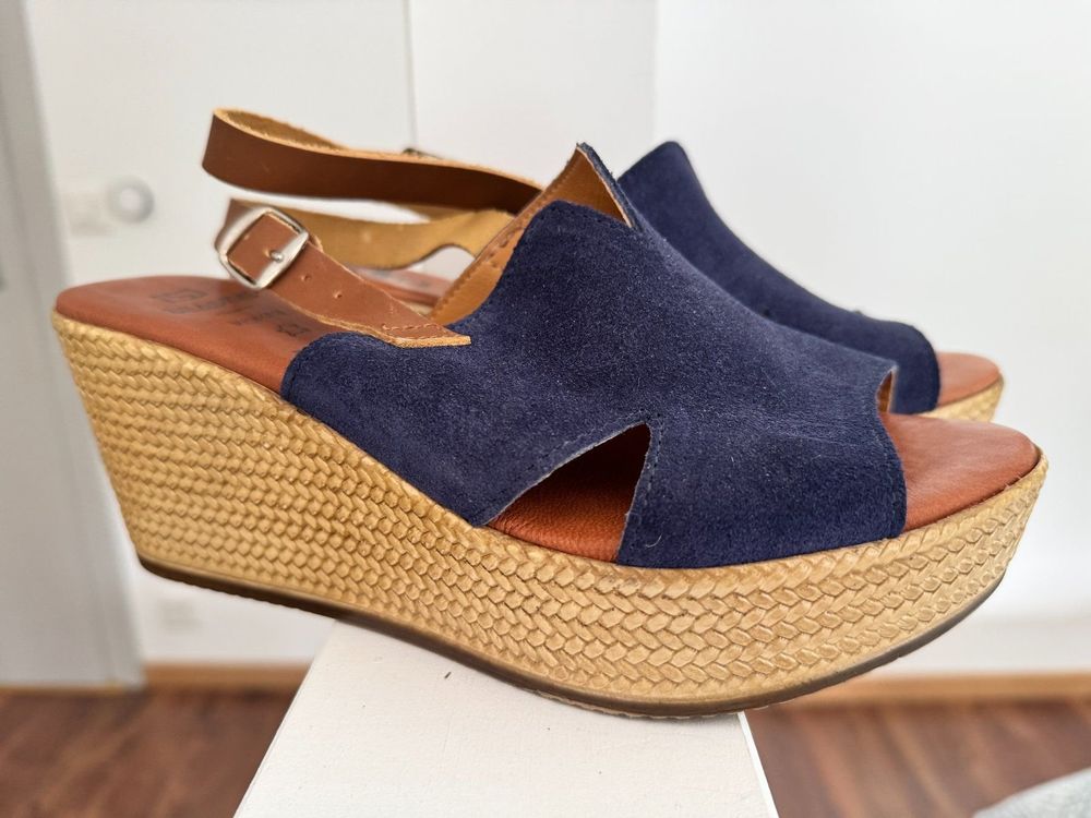 Ballerines lacets en daim bleu - Chaussure ethnique - Accessoires - La