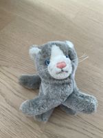 Plüschtier Katze grau weiss klein gebrauchter Zustand