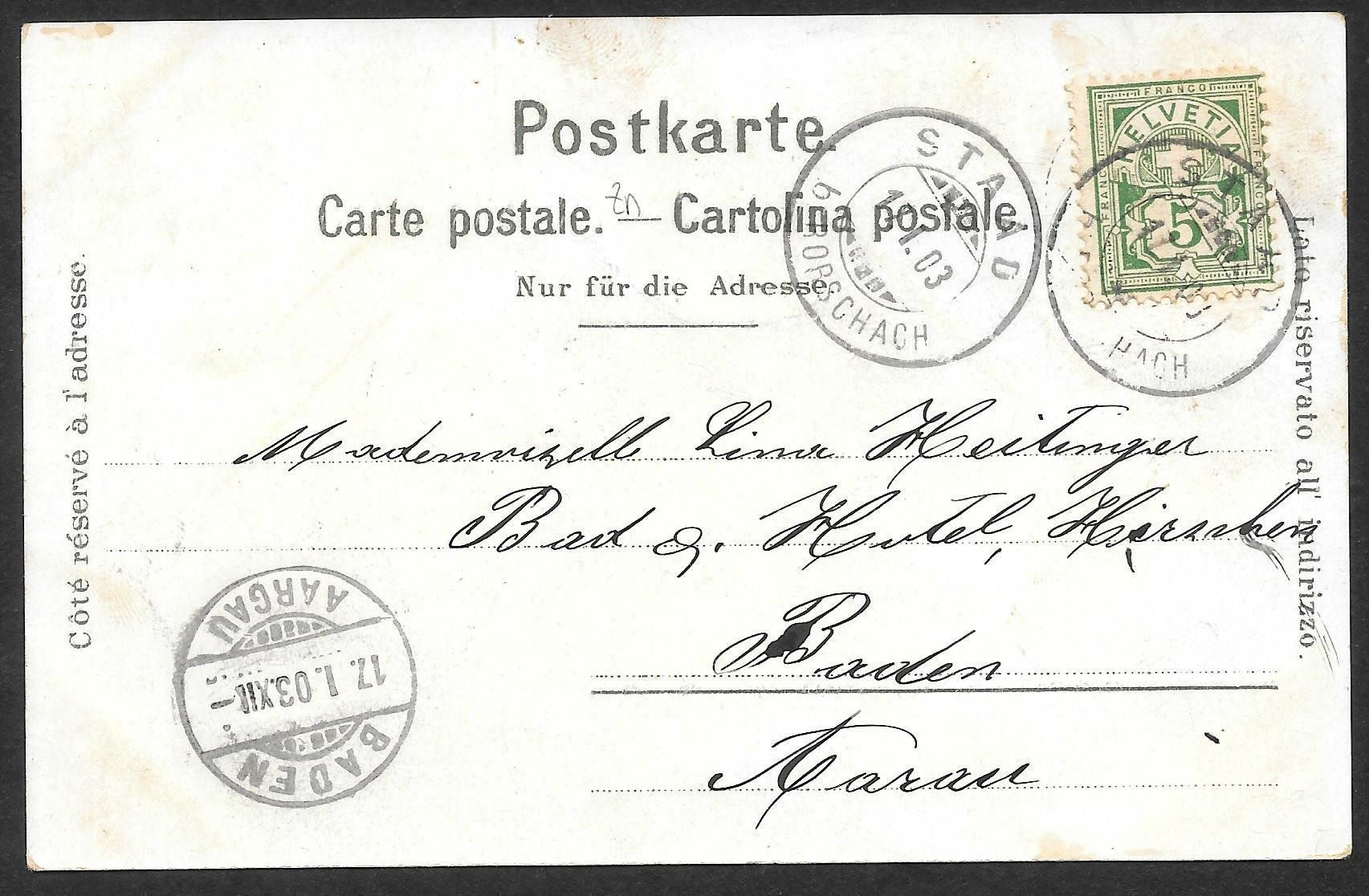 Ansichtskarten: Heerbrugg Lithografie 4 Bilder – Gebraucht aus Olten von clotaldi 1