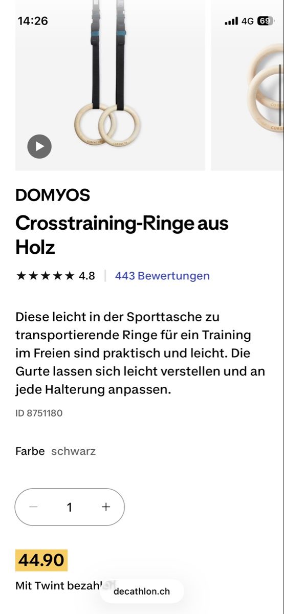 Decathlon Hometrainer: Ringe für Krafttraining  – Usato da Niederdorf venduto da leirbag 3