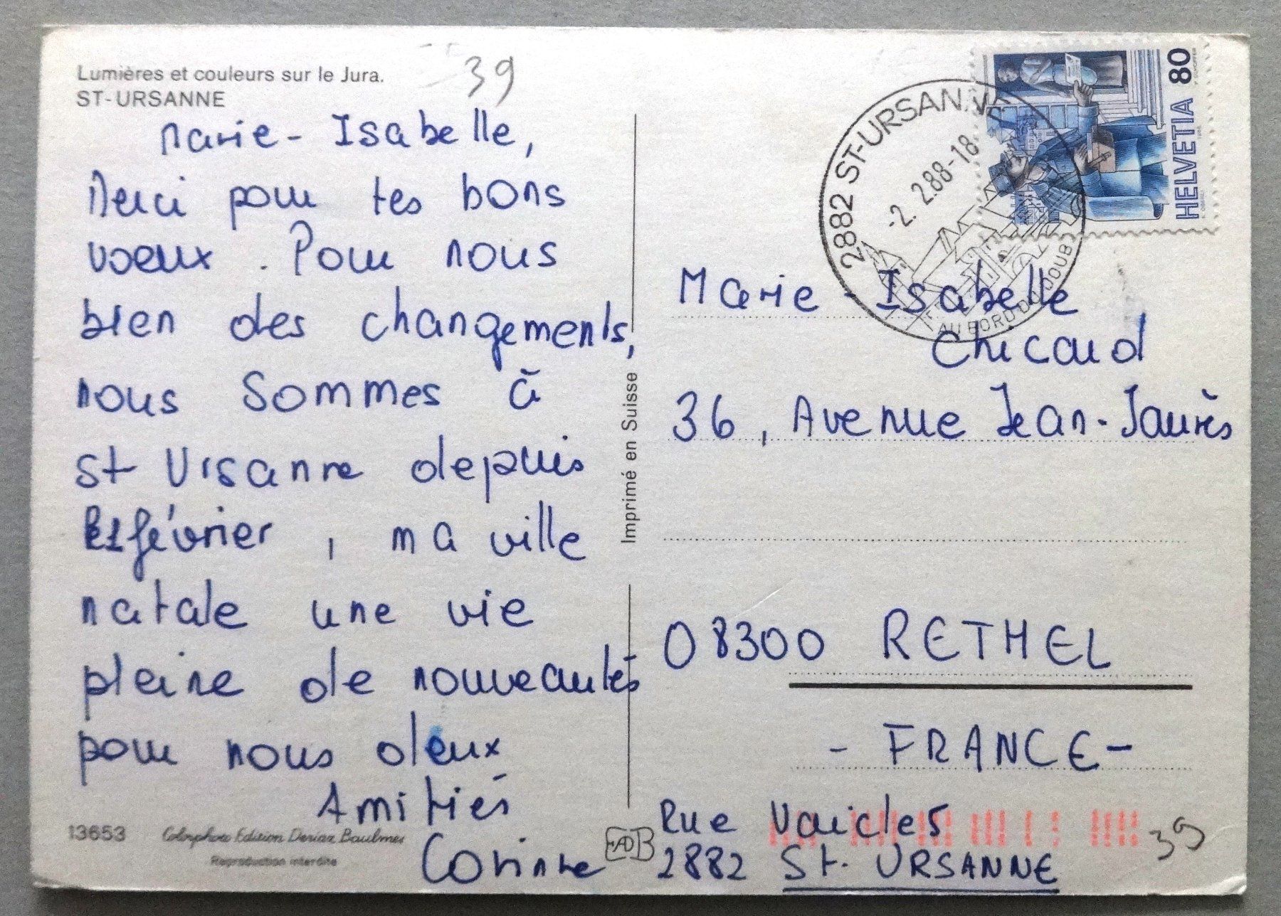 Cartoline postali: St-Ursanne – Usato da Fétigny venduto da Billy2miny 1