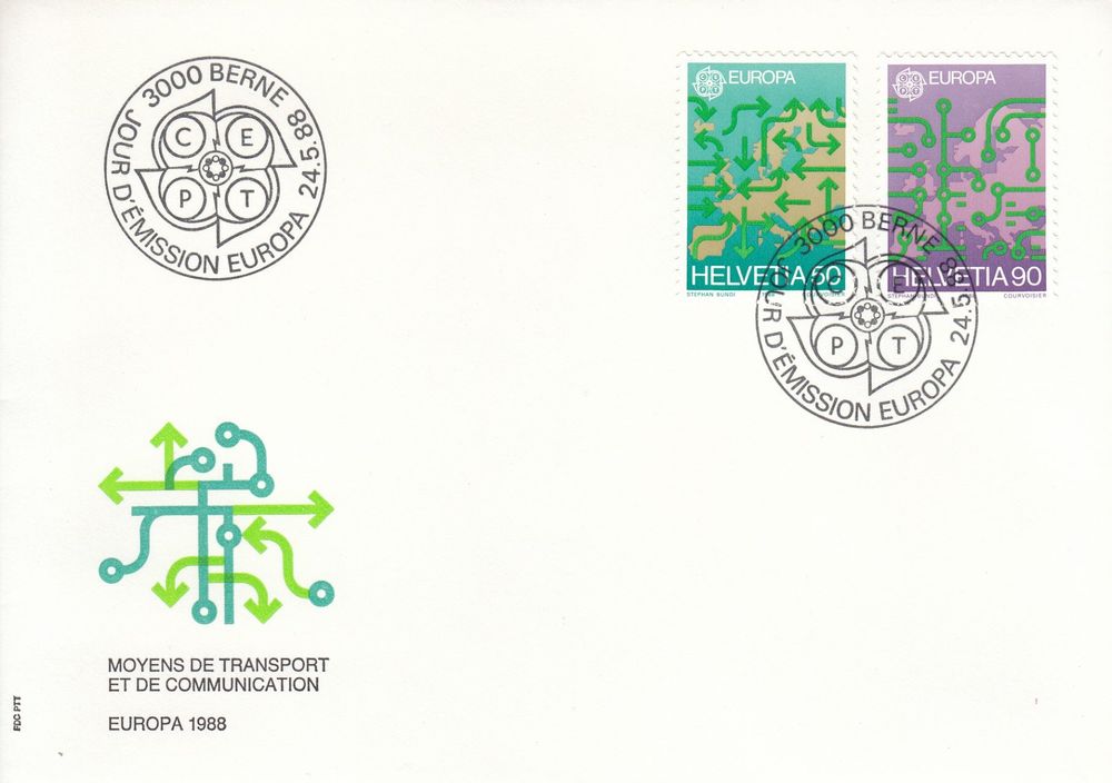 1988 763-68 Europa Unfallverhüt SMUV Swisstopo Rotkreuz 2FDC (Gebraucht ...
